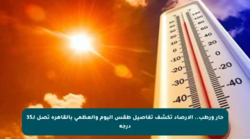 حار ورطب.. الأرصاد تكشف تفاصيل طقس اليوم والعظمى بالقاهرة تصل لـ35 درجة